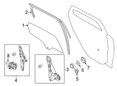 2012 Ford Focus Run - Door Glass Diagram for BM5Z-5825766-A