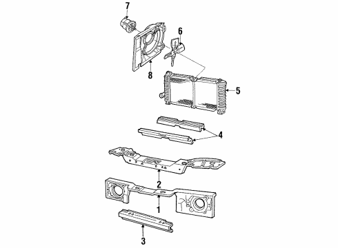 1985 Mercury Lynx Radiator & Components, Radiator Support, Cooling Fan Diagram