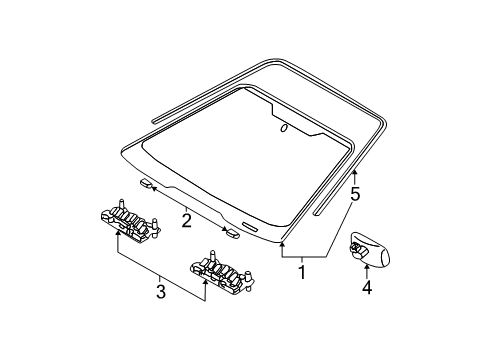 2007 Ford Focus Windshield Glass Diagram for 8S4Z-5403100-A