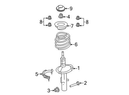 2013 Lincoln MKS Struts & Components - Front Diagram