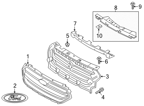 2017 Ford Escape Grille & Components Diagram