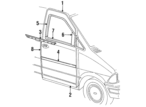 1991 Ford Aerostar Front Door & Components, Exterior Trim, Body Diagram