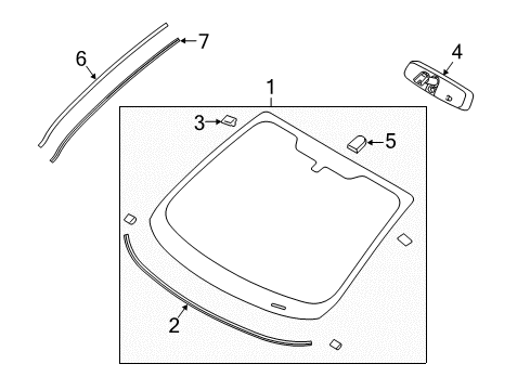 2013 Ford Fiesta Windshield Glass, Reveal Moldings Diagram