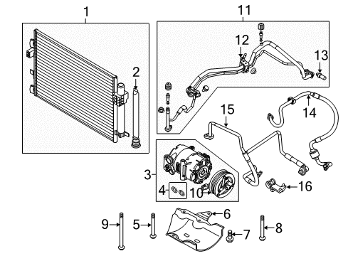 2016 Ford Focus A/C Condenser, Compressor & Lines Diagram 3 - Thumbnail