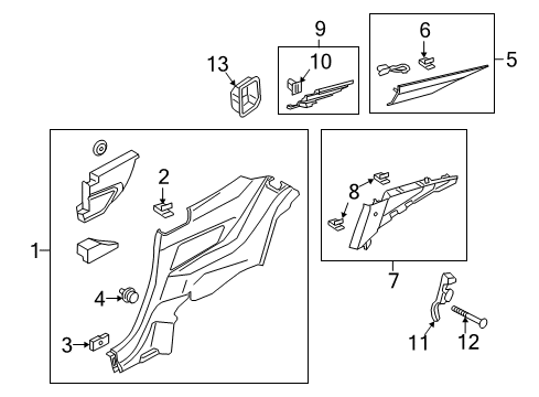 2023 Ford Mustang Interior Trim - Quarter Panels Diagram 2 - Thumbnail