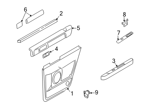 2003 Lincoln Navigator Panel - Door Trim - Upper Diagram for 3L7Z-78274A31-ABA