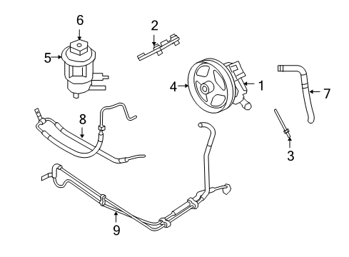 2010 Ford Explorer Sport Trac Pump Assy - Power Steering Diagram for 9L2Z-3A674-CRM