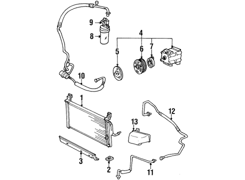 1997 Mercury Tracer A/C Condenser, Compressor & Lines Diagram