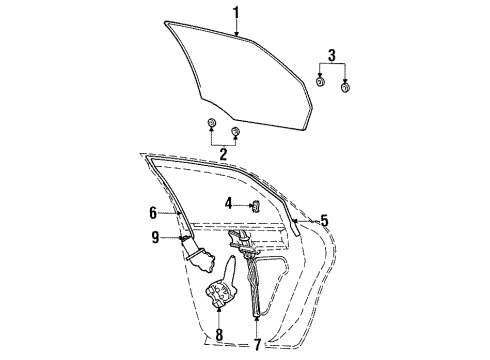 1997 Mercury Sable Regulator - Window - Less Motor Diagram for YF1Z-5427008-A