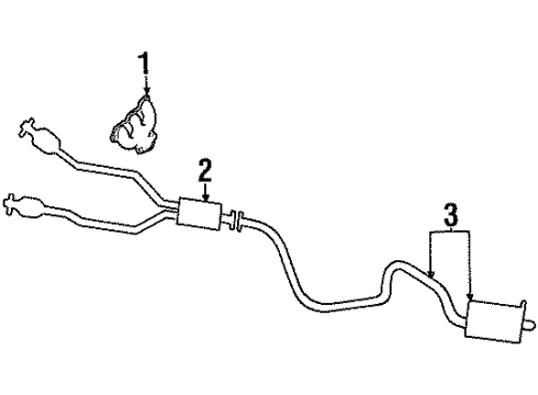 1992 Ford Thunderbird Exhaust Converter & Pipe Assembly Diagram for F2SZ-5F250-A