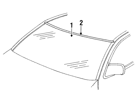 1996 Ford Thunderbird Windshield Glass, Reveal Moldings Diagram