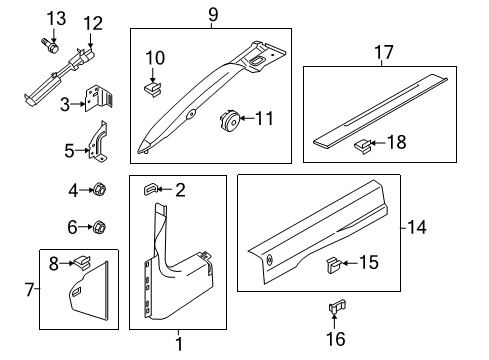 2023 Ford Mustang Interior Trim - Pillars Diagram