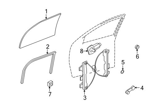 2011 Ford Focus Regulator - Window - Less Motor Diagram for 8S4Z-5423200-A