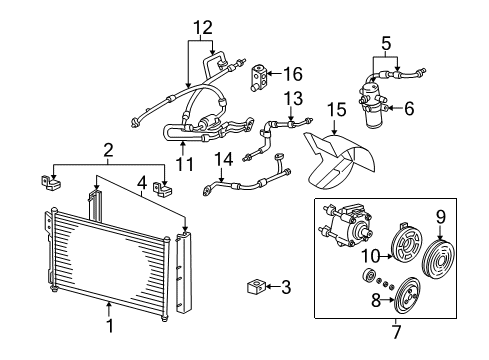 2003 Ford Expedition A/C Condenser, Compressor & Lines Diagram