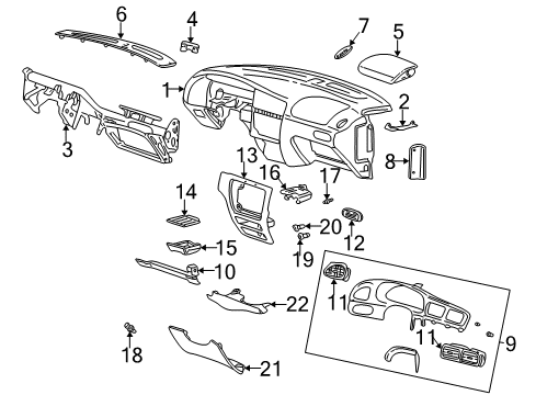 2004 Ford Taurus Louvre Assembly - Vent Air Diagram for YF1Z-54046A77-BAB