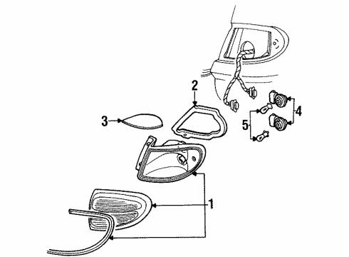 1996 Ford Taurus Lamp Assembly Rear Stop Diagram for F6DZ13404C