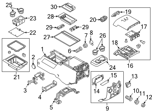 2015 Ford F-350 Super Duty Front Console Diagram