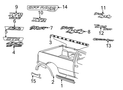 2001 Ford F-150 Exterior Trim - Pick Up Box Diagram 2 - Thumbnail