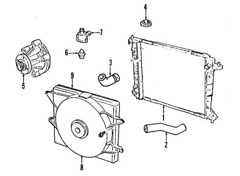 1998 Lincoln Mark VIII Fan And Motor Assembly Diagram for F8LZ-8C607-AA