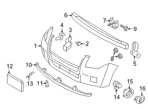 2009 Mercury Mariner Front Bumper Diagram 1 - Thumbnail