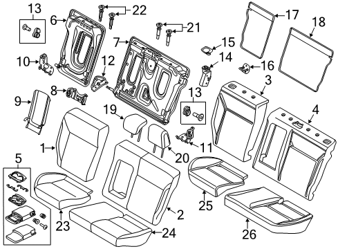 2016 Ford Focus Head Rest Assembly Diagram for H1EZ-58611A08-AA