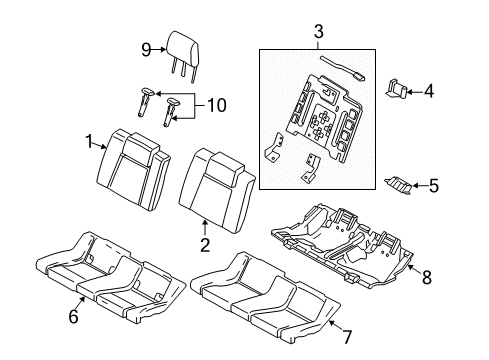 2012 Ford Mustang Rear Seat Cushion Pad Diagram for 5R3Z-63600A88-AA