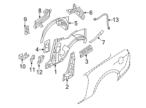 2010 Ford Mustang Filler - Rear Quarter Panel Diagram for AR3Z-7628060-A