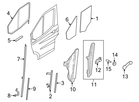 2023 Ford E-Transit Glass - Front Door Diagram