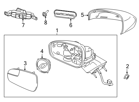 2019 Ford Fusion Glass Assembly - Rear View Outer Mirror Diagram for DS7Z-17K707-A