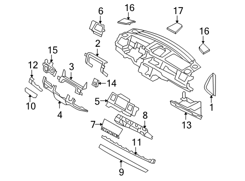 2009 Lincoln MKS Moulding Assembly - Instrument Panel Diagram for 8A5Z-5404388-CA