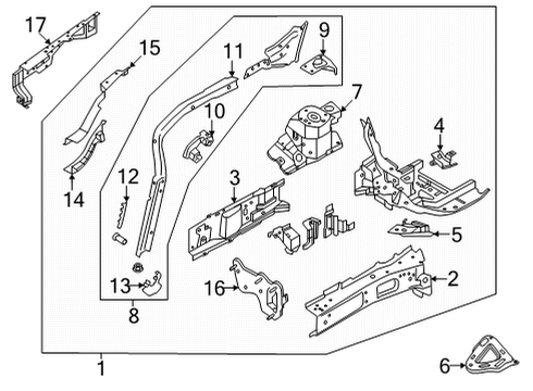 2023 Ford Maverick MEMBER - FLOOR SIDE - UPPER Diagram for LX6Z-7810524-G