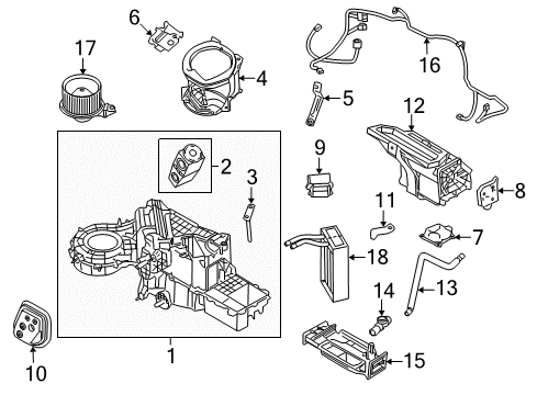 2015 Lincoln Navigator A/C Evaporator & Heater Components Diagram