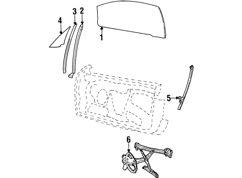 2000 Mercury Cougar Glass - Door Drop Diagram for F8RZ-6321411-AA