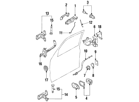 1997 Mercury Mystique Lock Assembly Door Diagram for F5RZ5421812A