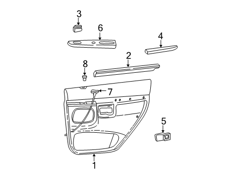 2001 Ford Explorer Panel Assembly Door Trim Diagram for XL2Z7827407AAC