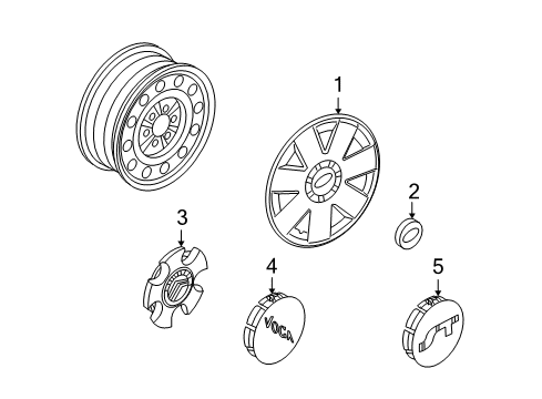 2008 Mercury Milan Wheel Covers & Trim Diagram