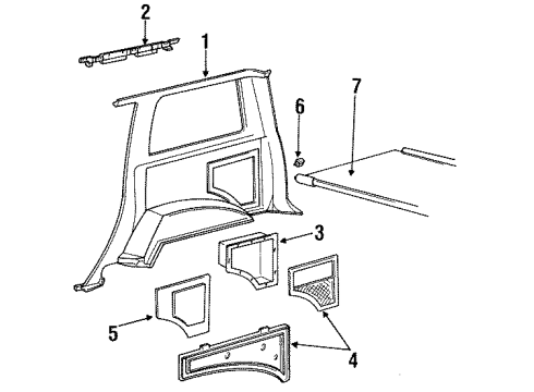 1992 Ford Explorer Interior Trim - Quarter Panels Diagram 2 - Thumbnail