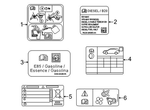 2021 Ford F-150 Decal - Radiator Fan Warning Diagram for HU5Z-8653-A