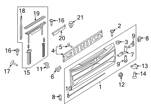 2022 Ford F-250 Super Duty Tail Gate - Body & Hardware Diagram 1 - Thumbnail