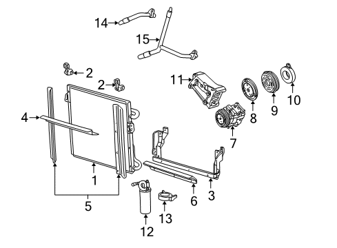 2004 Ford Explorer Sport Trac A/C Condenser, Compressor & Lines Diagram