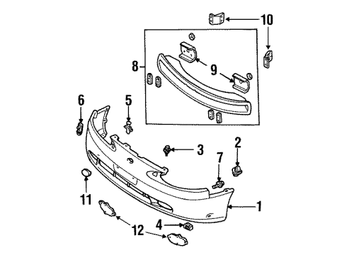 1997 Mercury Tracer Bracket Bumper Mounting Diagram for F7CZ17754CB