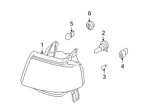 2007 Ford Freestyle Headlamp Assembly Diagram for 6F9Z-13008-A