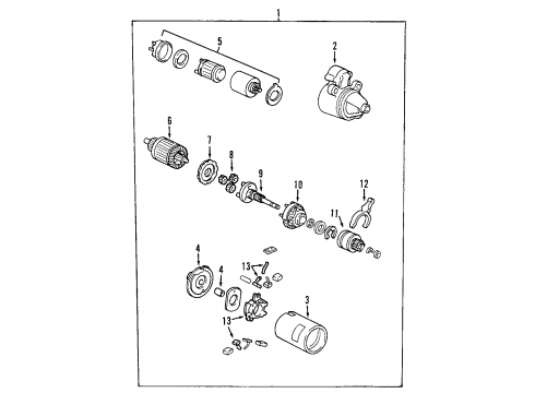 1999 Mercury Cougar Starter Motor Assembly Diagram for F3RZ-11002-ARM