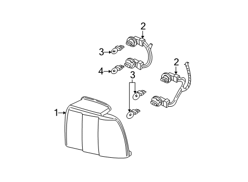 2005 Ford Mustang Lamp Assy - Rear, Stop And Flasher Diagram for 6R3Z-13404-AB