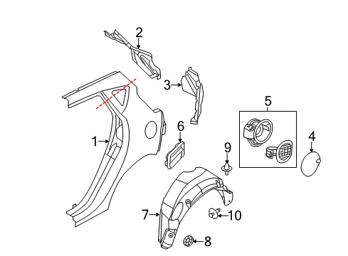 2015 Ford Fiesta Quarter Panel & Components Diagram 1 - Thumbnail