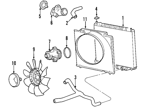 2000 Ford Excursion Cooling System, Radiator, Water Pump, Cooling Fan Diagram 4 - Thumbnail