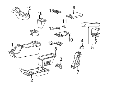 1995 Ford Explorer Armrest Assembly Console Diagram for F5TZ78644A22AAZ