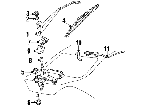 2002 Mercury Cougar Wiper & Washer Components Diagram 1 - Thumbnail