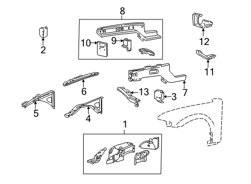 2001 Lincoln LS Reinforcement - Front Bumper Diagram for 3W4Z-17K796-BA