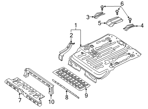 2015 Ford Transit Connect Rear Floor & Rails Diagram 1 - Thumbnail